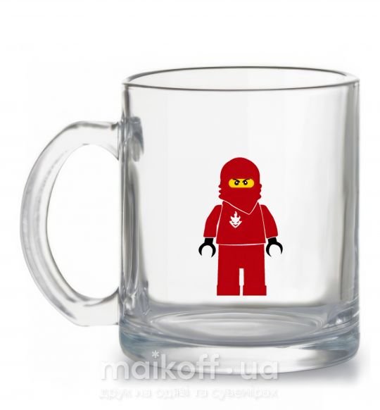 Чашка скляна Lego Red Прозорий фото