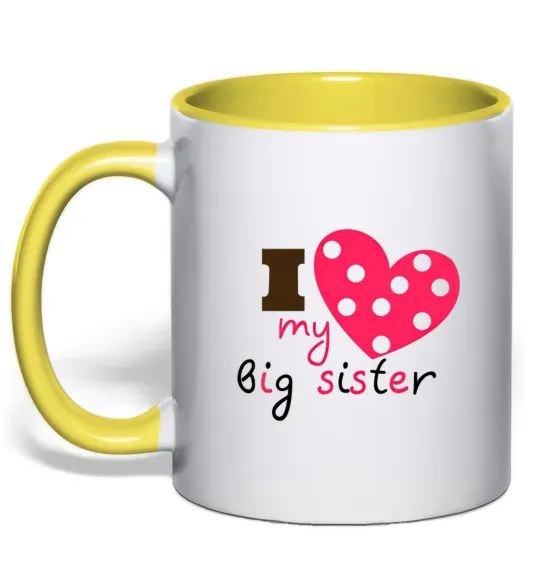 Чашка з кольоровою ручкою i love my big sister Сонячно жовтий фото