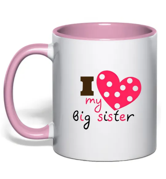 Чашка з кольоровою ручкою i love my big sister Ніжно рожевий фото