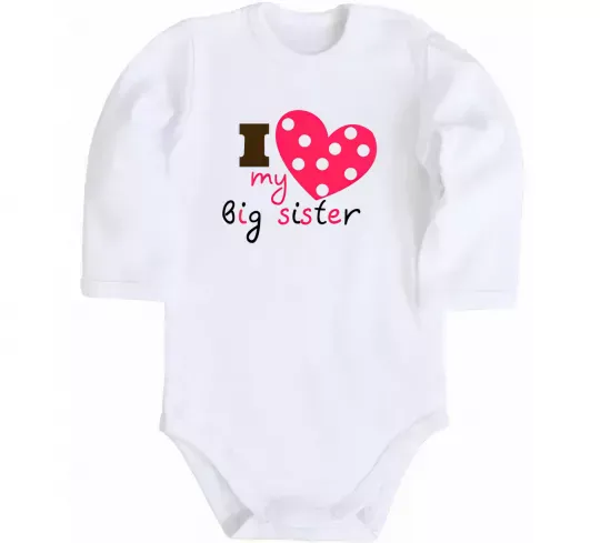 Дитячий бодік i love my big sister Білий фото