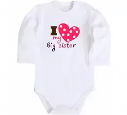 Дитячий бодік i love my big sister Білий фото