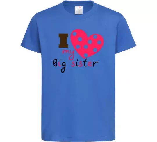 Дитяча футболка i love my big sister Яскраво-синій фото