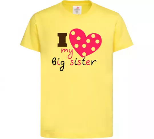 Дитяча футболка i love my big sister Лимонний фото