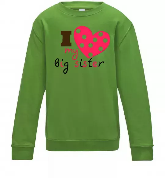 Детский Свитшот i love my big sister Лаймовый фото