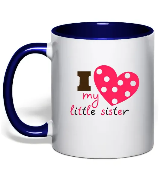Чашка з кольоровою ручкою I love my little sister Глибокий темно-синій фото