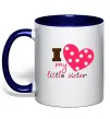 Чашка з кольоровою ручкою I love my little sister Глибокий темно-синій Чашка з кольоровою ручкою I love my little sister Глибокий темно-синій фото