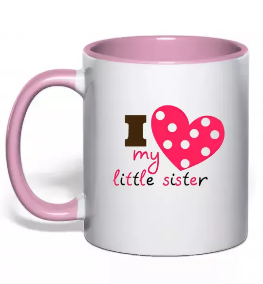Чашка з кольоровою ручкою I love my little sister Ніжно рожевий фото