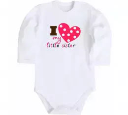 Дитячий бодік I love my little sister Білий фото