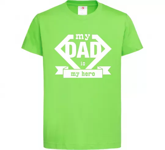 Дитяча футболка my dad is my hero Лаймовий фото