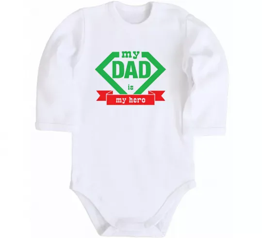 Детский боди my dad is my hero Белый фото