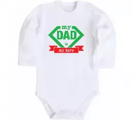 Детский боди my dad is my hero Белый фото