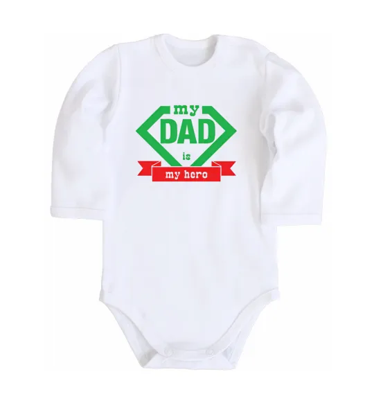 Детский боди my dad is my hero Белый фото