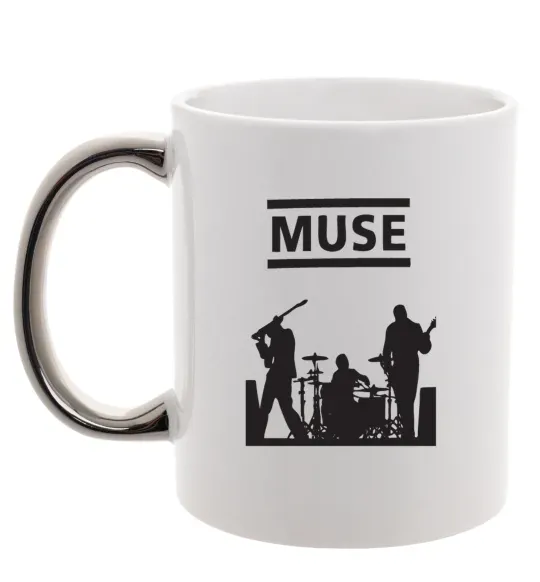 Чашка с цветной ручкой Muse siluet Серебро фото