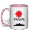 Чашка з кольоровою ручкою Red hot chili peppers city Ніжно рожевий фото