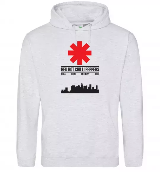 Мужская толстовка (худи) Red hot chili peppers city Серый меланж фото