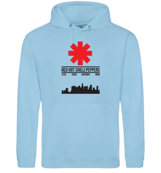 Чоловіча толстовка (худі) Red hot chili peppers city Блакитний фото