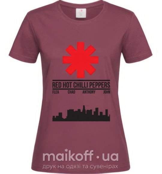 Жіноча футболка Red hot chili peppers city Бордовий фото