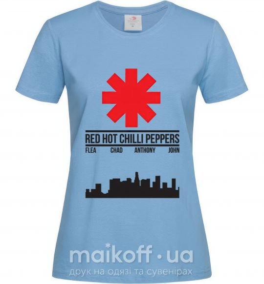 Жіноча футболка Red hot chili peppers city Блакитний фото