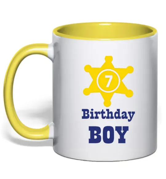 Чашка з кольоровою ручкою Birthday Boy Сонячно жовтий фото