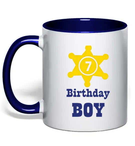 Чашка з кольоровою ручкою Birthday Boy Глибокий темно-синій фото