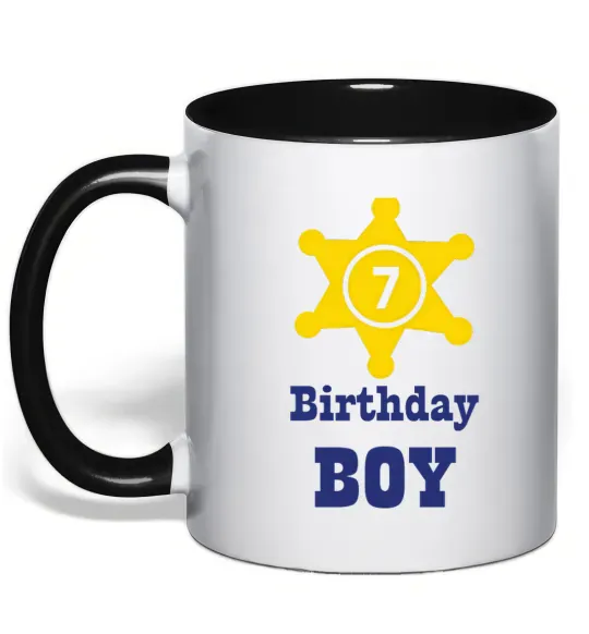 Чашка з кольоровою ручкою Birthday Boy Чорний фото