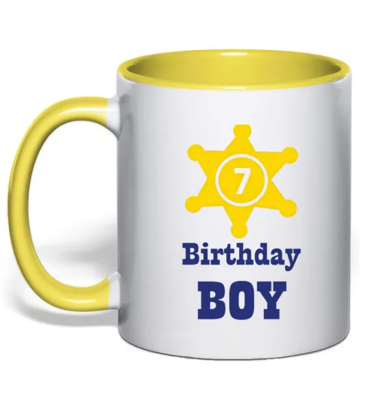 Чашка с цветной ручкой Birthday Boy Лимонный фото