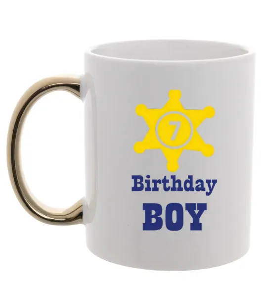 Чашка з кольоровою ручкою Birthday Boy Золото фото
