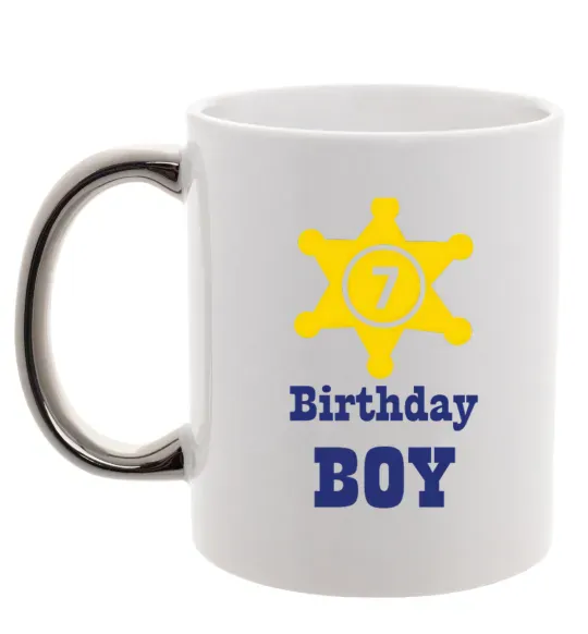Чашка з кольоровою ручкою Birthday Boy Срібло фото