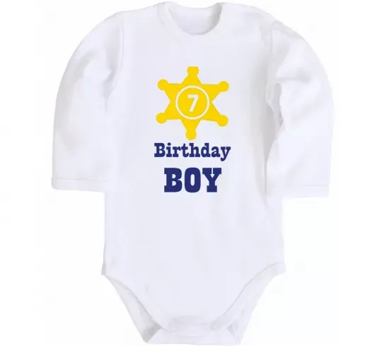 Детский боди Birthday Boy Белый фото