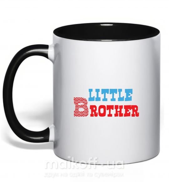 Чашка з кольоровою ручкою Little brother Чорний фото