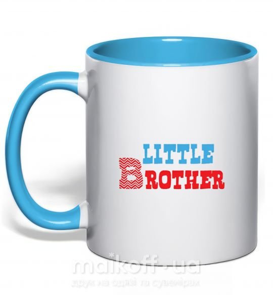 Чашка з кольоровою ручкою Little brother Блакитний фото