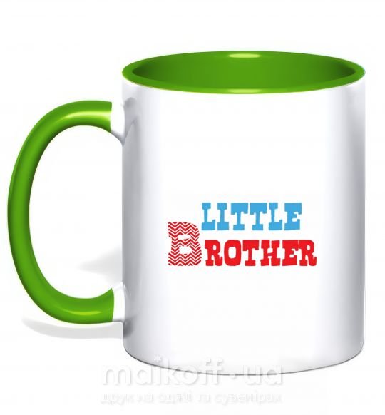 Чашка з кольоровою ручкою Little brother Зелений фото