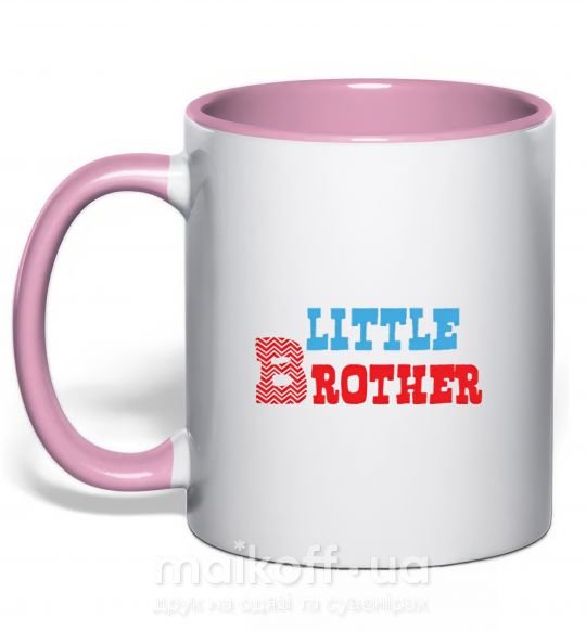 Чашка з кольоровою ручкою Little brother Ніжно рожевий фото