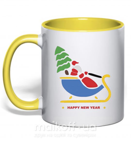 Чашка с цветной ручкой RIDING SANTA Солнечно желтый фото