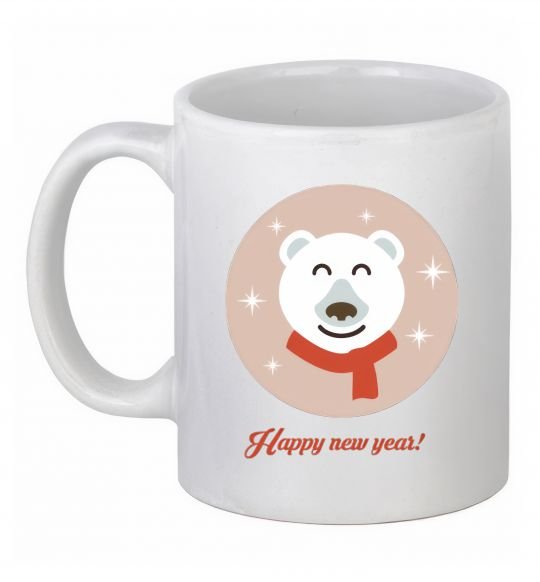 Чашка керамическая New year teddy round Белый фото