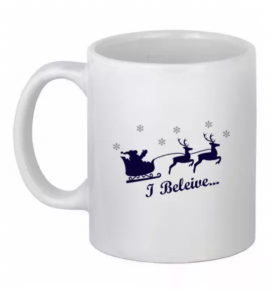 Чашка керамическая I BELIEVE IN SANTA Белый фото