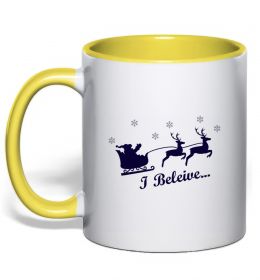 Чашка з кольоровою ручкою I BELIEVE IN SANTA Чашка з кольоровою ручкою I BELIEVE IN SANTA