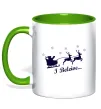 Чашка с цветной ручкой I BELIEVE IN SANTA Зеленый фото