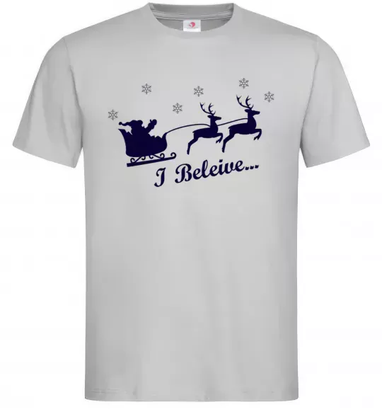 Чоловіча футболка I BELIEVE IN SANTA Сірий фото