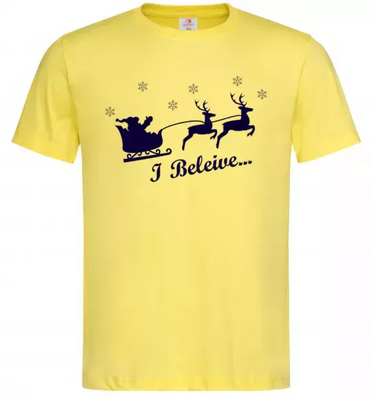 Чоловіча футболка I BELIEVE IN SANTA Лимонний фото