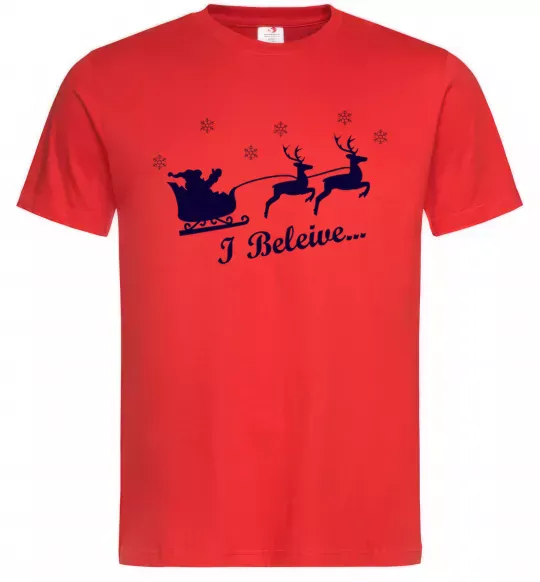 Чоловіча футболка I BELIEVE IN SANTA Червоний фото