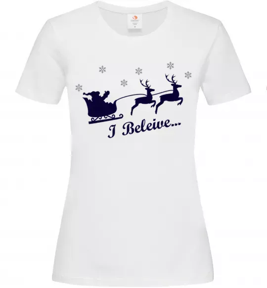 Жіноча футболка I BELIEVE IN SANTA Білий фото