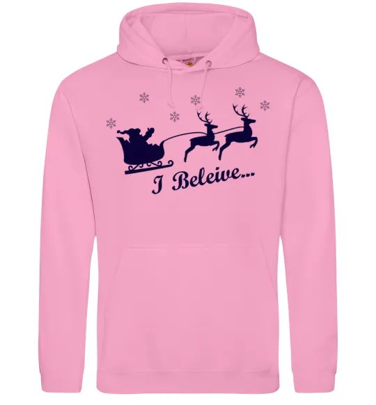 Мужская толстовка (худи) I BELIEVE IN SANTA Розовый фото
