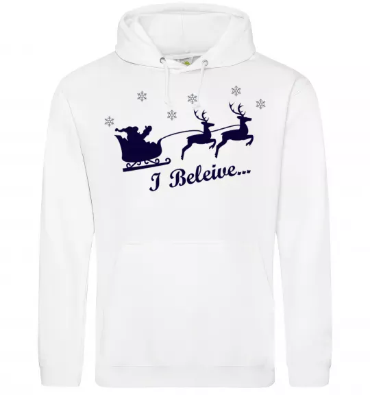 Чоловіча толстовка (худі) I BELIEVE IN SANTA Білий фото