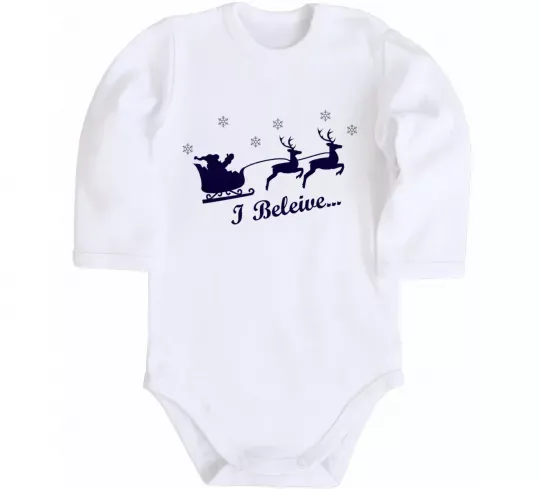 Детский боди I BELIEVE IN SANTA Белый фото