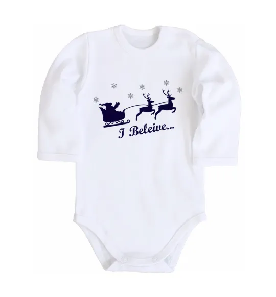 Дитячий бодік I BELIEVE IN SANTA Білий фото