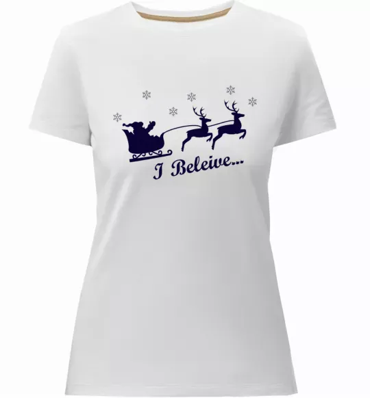 Жіноча преміум футболка I BELIEVE IN SANTA Білий фото