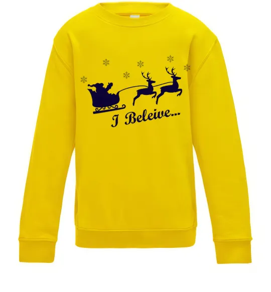 Дитячий світшот I BELIEVE IN SANTA Сонячно жовтий фото