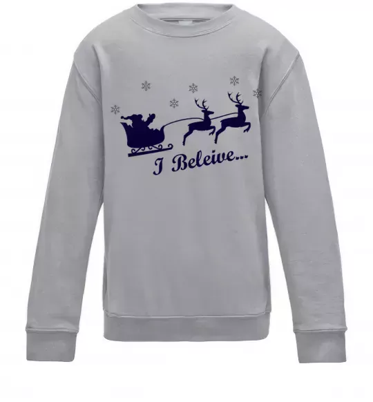 Дитячий світшот I BELIEVE IN SANTA Сірий меланж фото