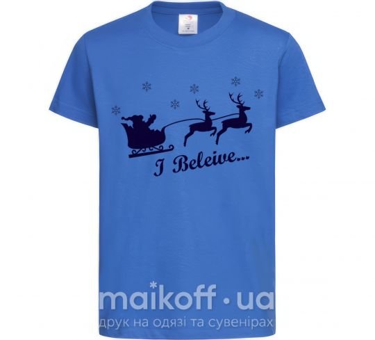 Дитяча футболка I BELIEVE IN SANTA Яскраво-синій фото